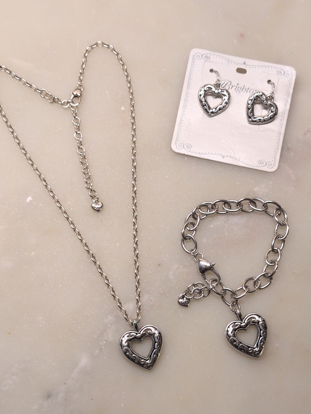 Brighton SET Contempo Love Open Heart Necklace Bracelet & Earrings